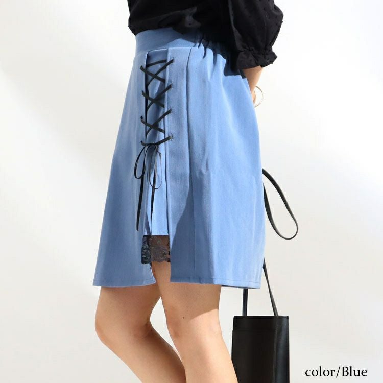 大きいサイズ レディース レースアップスカート　fem-254