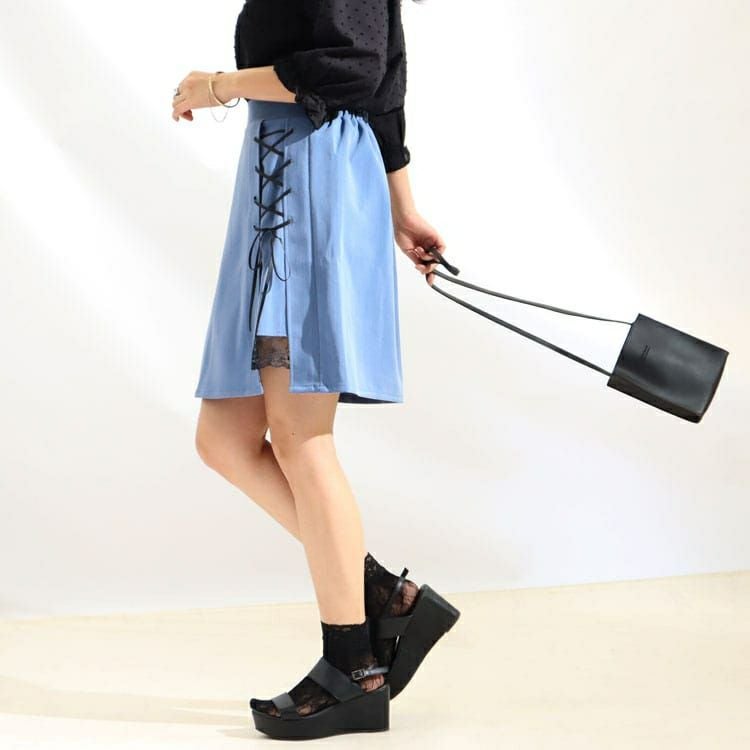 大きいサイズ レディース レースアップスカート　fem-254