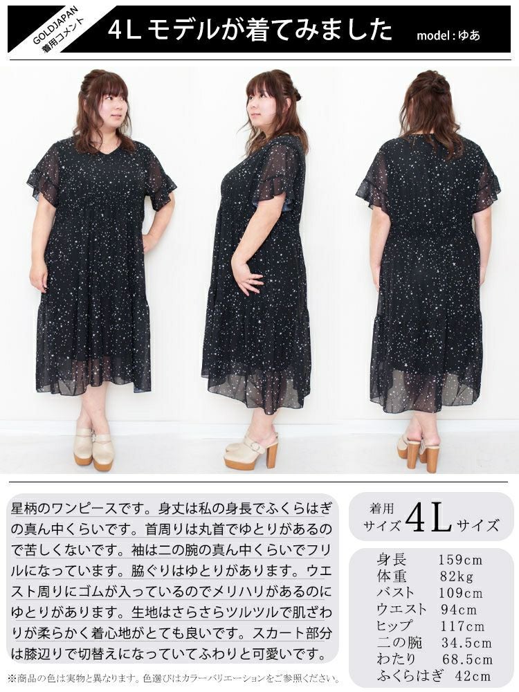 大きいサイズ レディース シアースターワンピース　goldy-1012