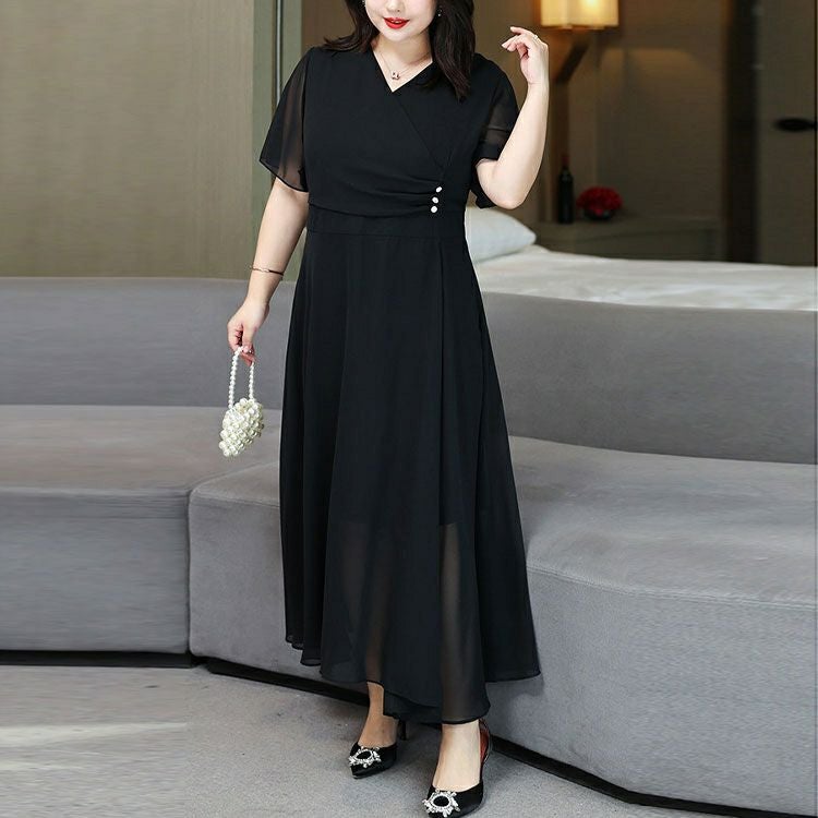 大きいサイズ レディース ビジュボタンドレスワンピース　goldy-1010