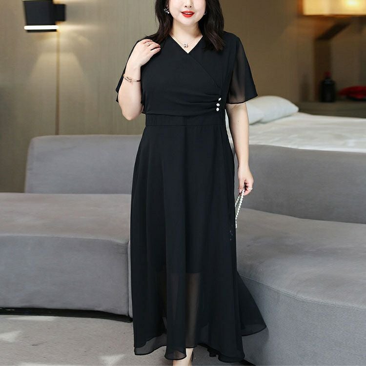 大きいサイズ レディース ビジュボタンドレスワンピース　goldy-1010