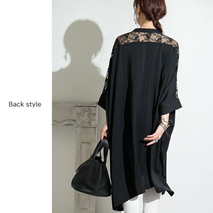 大きいサイズ レディース レース切替えシャツワンピース　sw-0467