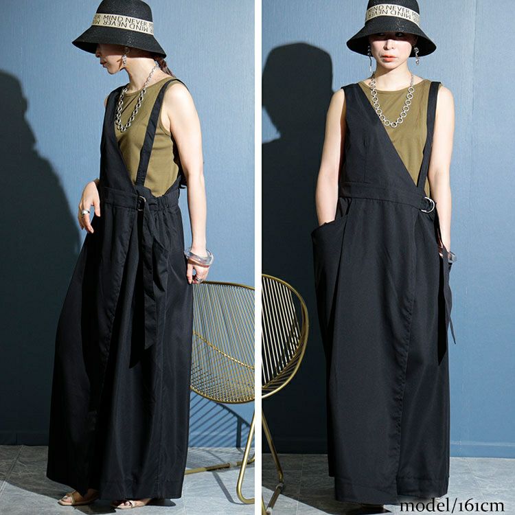 大きいサイズ レディース アシメサロペットワンピース　sw-0456