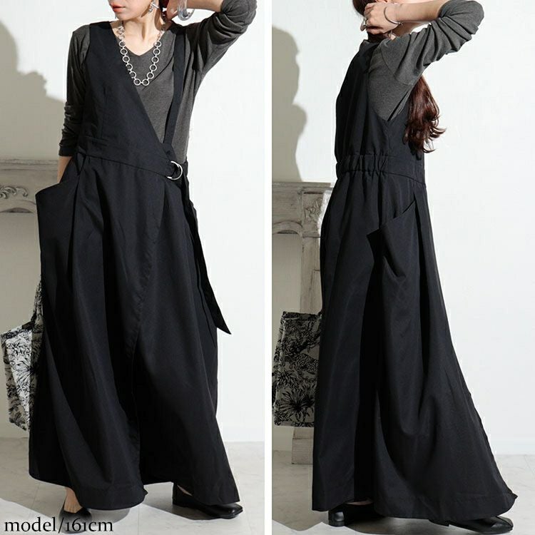 大きいサイズ レディース アシメサロペットワンピース　sw-0456