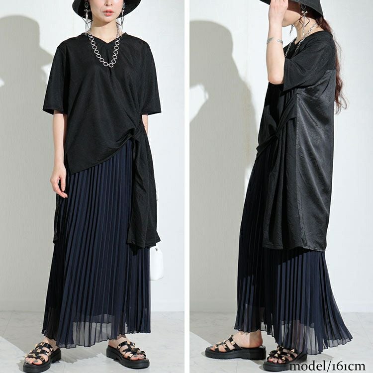 大きいサイズ レディース 異素材切替えアシメプルオーバー　sw-0455 【ゆうパケット可】