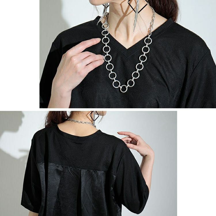 大きいサイズ レディース 異素材切替えアシメプルオーバー　sw-0455 【ゆうパケット可】