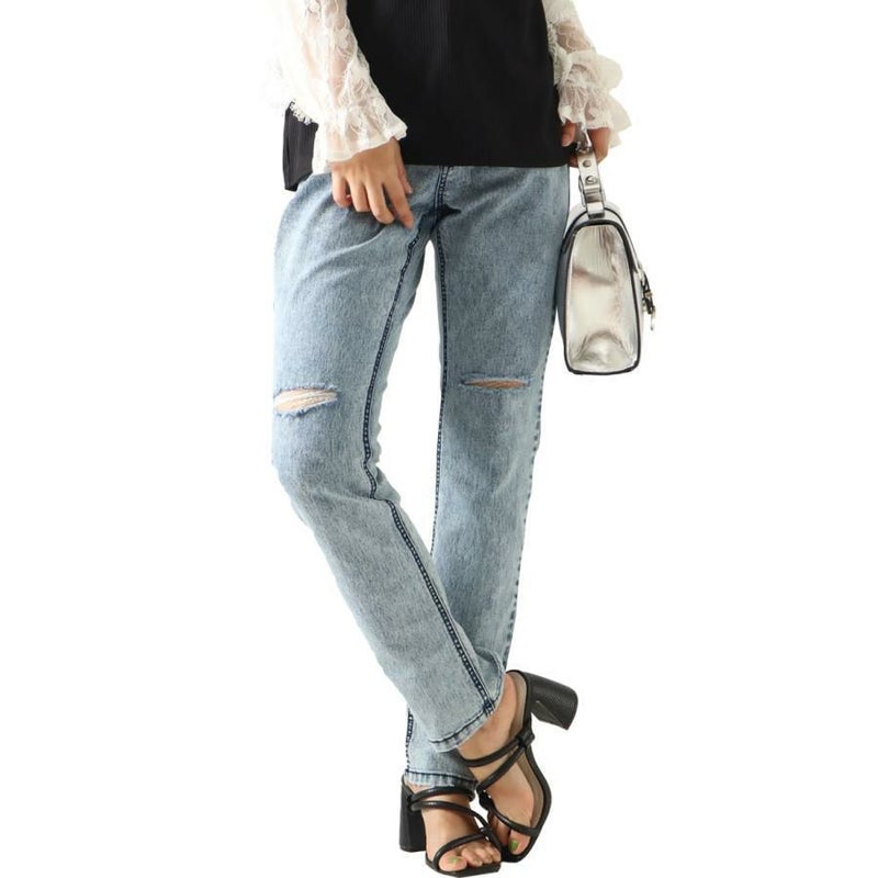 大きいサイズ レディース ストレッチスキニーデニム　tkb-0005 ブリーチ