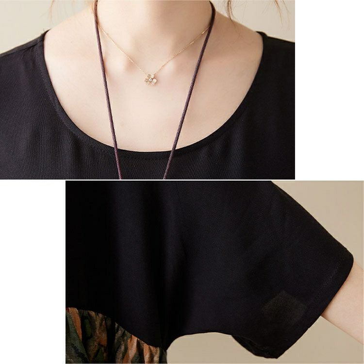 大きいサイズ レディース 異素材ドッキングコットンワンピース　goldy-1046 【メール便可】