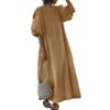 大きいサイズ レディース 袖スリットコットンマキシ丈ワンピース　goldy-1072 ベージュ