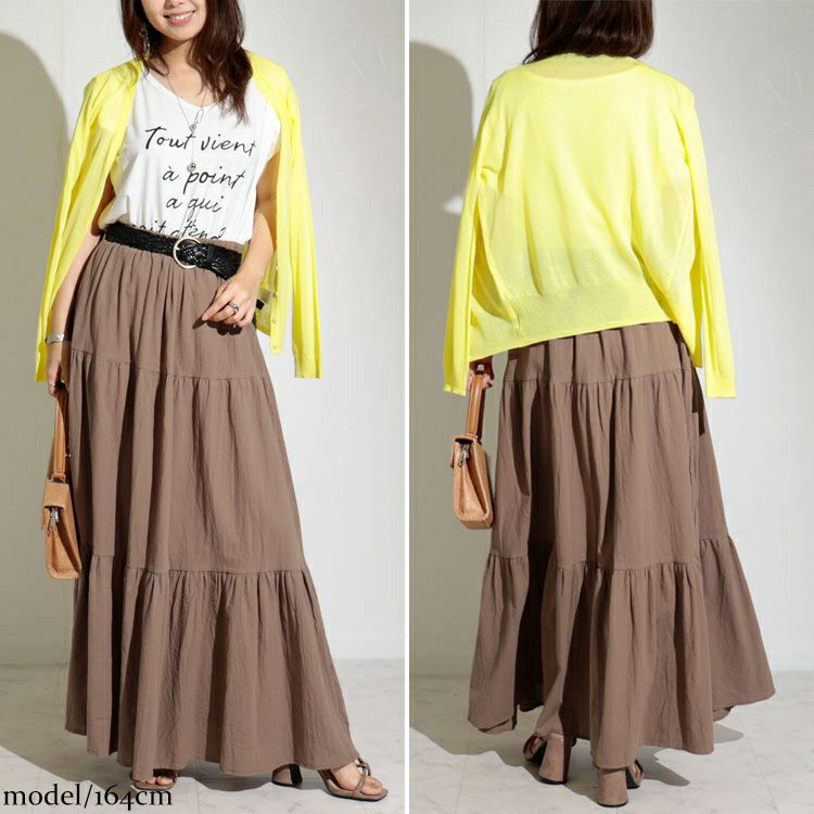 大きいサイズ レディース コットンティアードスカート　goldy-1071