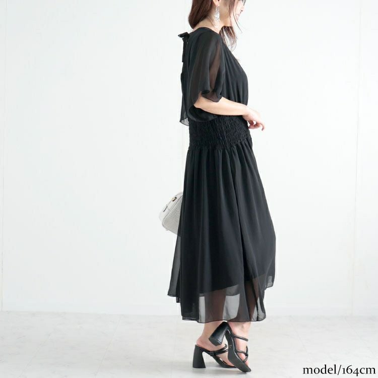 大きいサイズ レディース バックリボンカシュクールワンピース　jp412