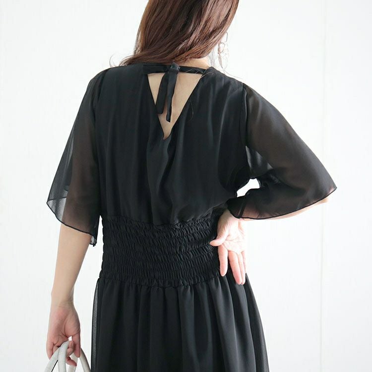 大きいサイズ レディース バックリボンカシュクールワンピース　jp412