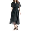 大きいサイズ レディース バックリボンカシュクールワンピース　jp412 ブラック