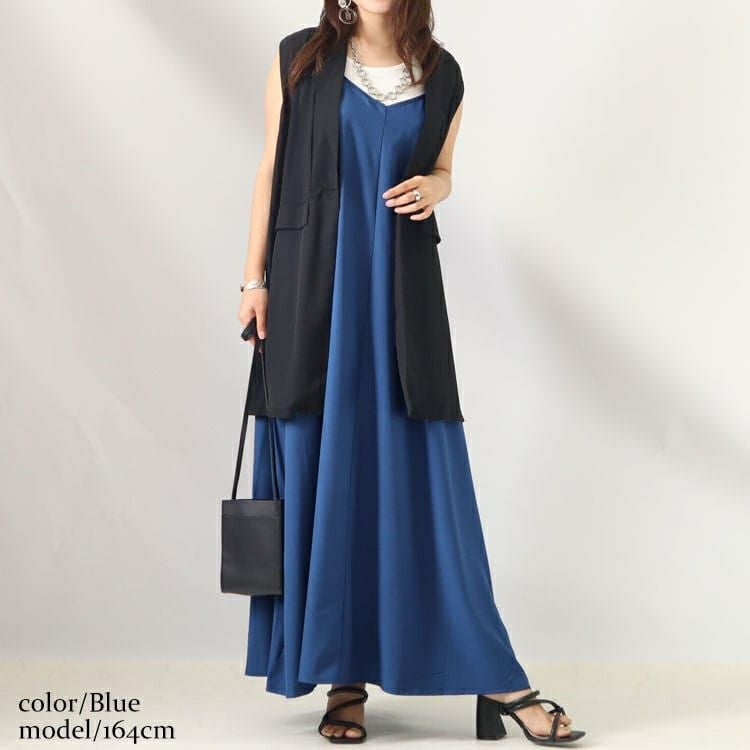 大きいサイズ レディース マキシ丈キャミワンピース　goldy-1050 【メール便可】