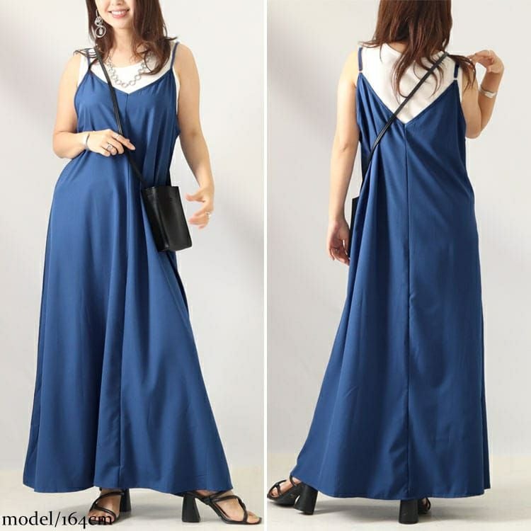 大きいサイズ レディース マキシ丈キャミワンピース　goldy-1050 【メール便可】