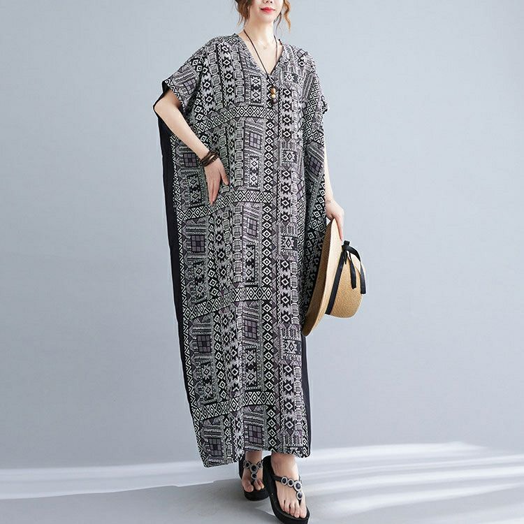 大きいサイズ レディース エスニック柄切替えワンピース　goldy-1069 【メール便可】