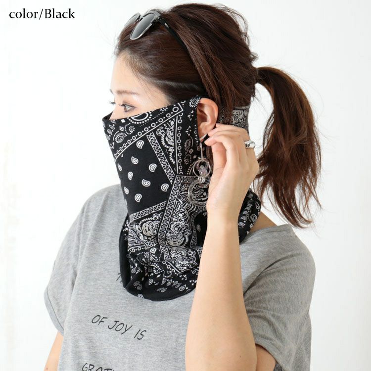 大きいサイズ レディース ペイズリー柄フェイスカバーマスク　goldy-1098 【メール便可】