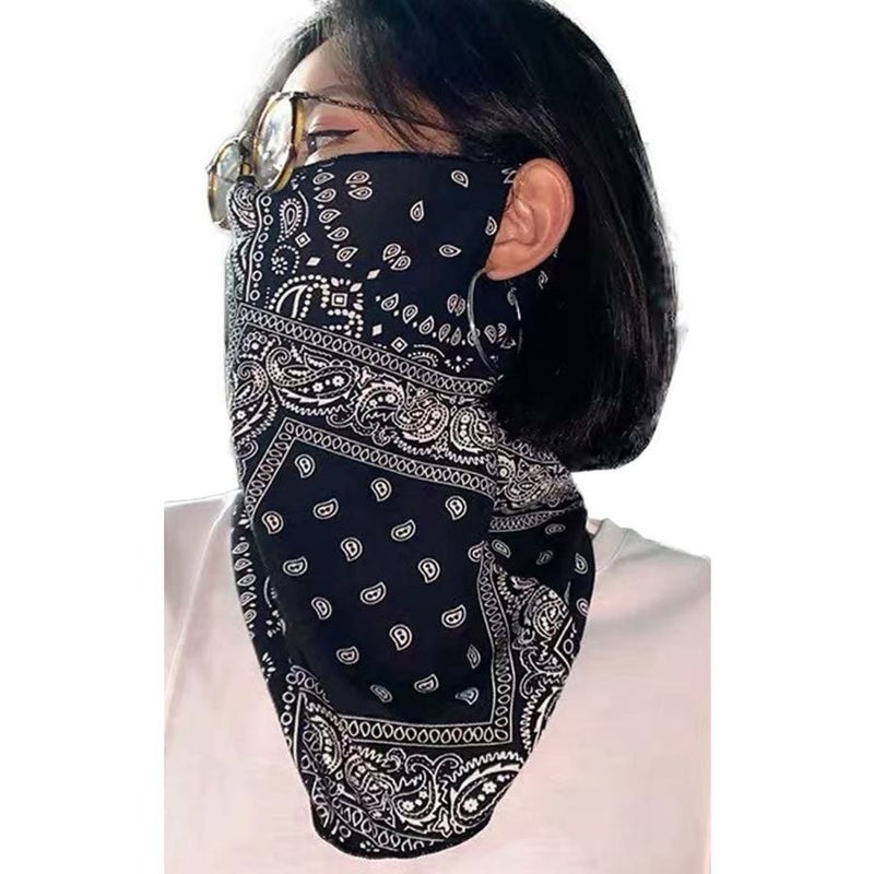 大きいサイズ レディース ペイズリー柄フェイスカバーマスク　goldy-1098 【メール便可】 ネイビー
