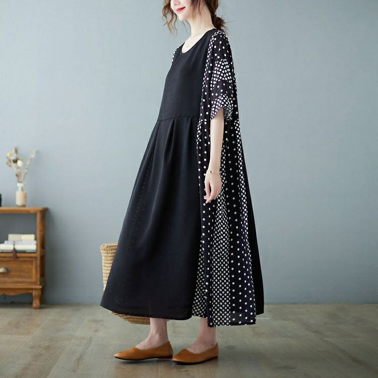 大きいサイズ レディース ドットプリント半袖ワンピース　goldy-1070 【メール便可】