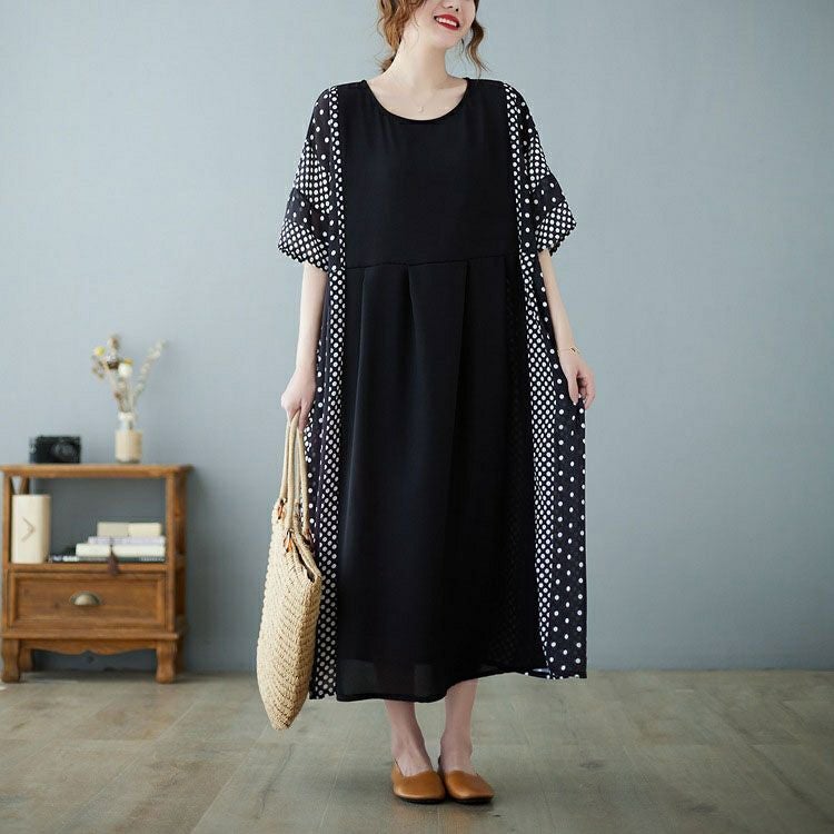 大きいサイズ レディース ドットプリント半袖ワンピース　goldy-1070 【メール便可】