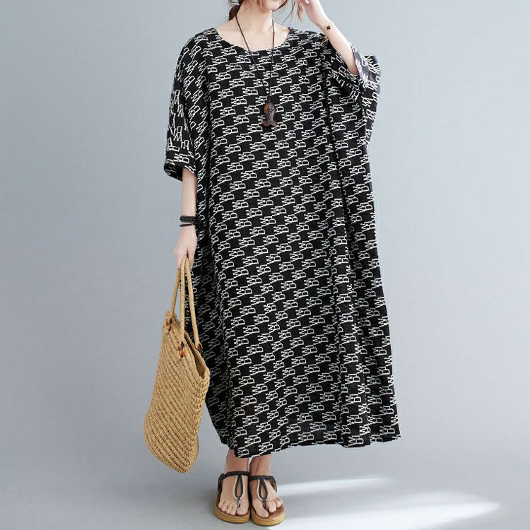 大きいサイズ レディース モノグラムコットンワンピース　goldy-1068 【メール便可】