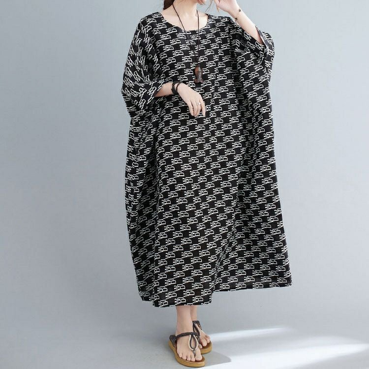 大きいサイズ レディース モノグラムコットンワンピース　goldy-1068 【メール便可】