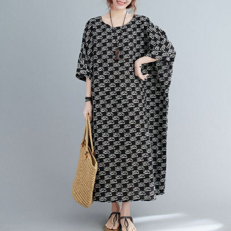 大きいサイズ レディース モノグラムコットンワンピース　goldy-1068 【メール便可】