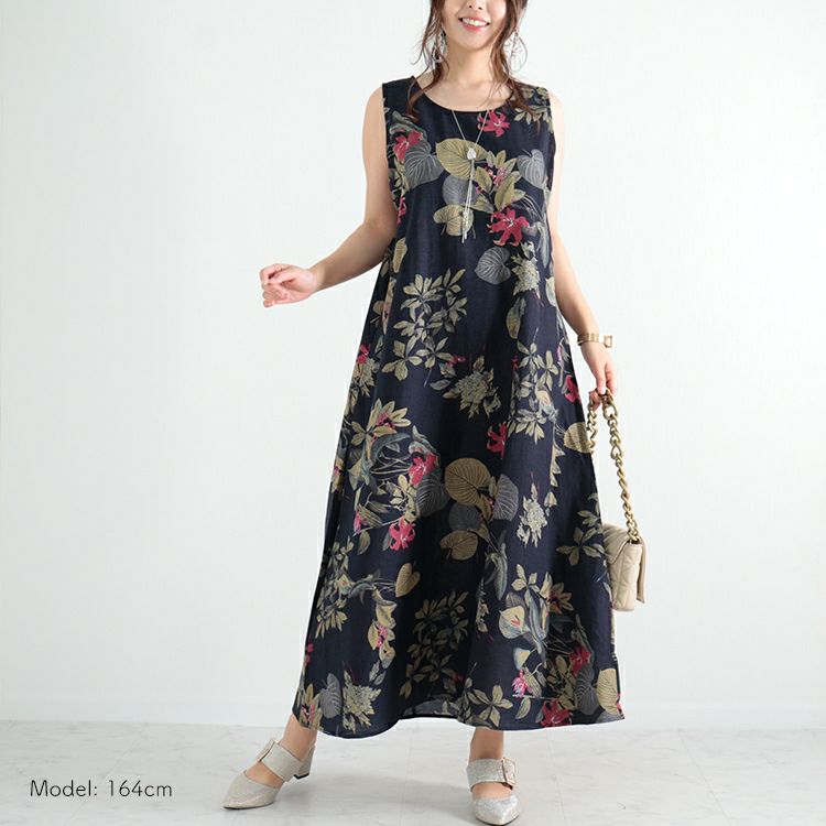 大きいサイズ レディース リゾートフラワーコットンワンピース　goldy-1047 【メール便可】