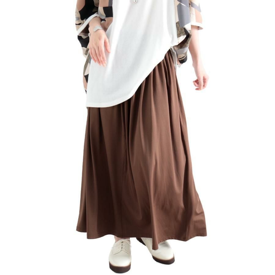 大きいサイズ レディース とろみロングスカート　sw-0477 【メール便可】 ブラウン