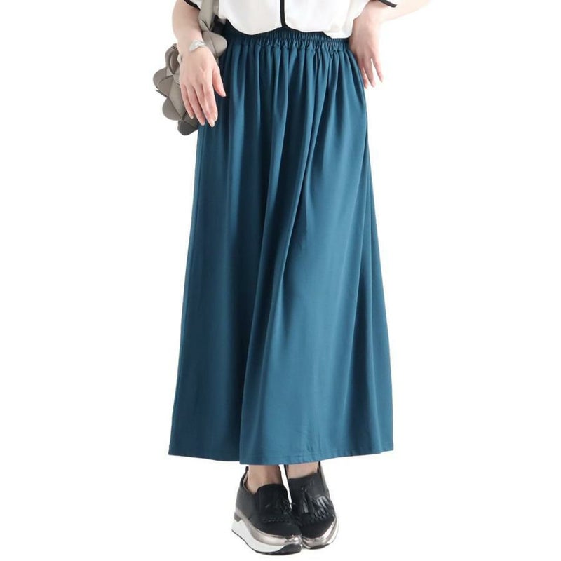 大きいサイズ レディース とろみロングスカート　sw-0477 【メール便可】 グリーン