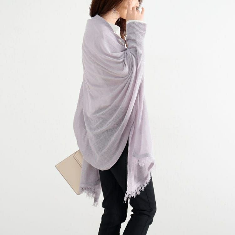 大きいサイズ レディース ストール風ラメニットカーディガン　jp421