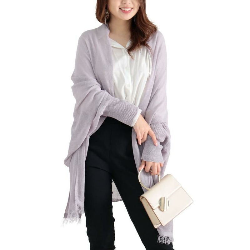 大きいサイズ レディース ストール風ラメニットカーディガン　jp421 パープル