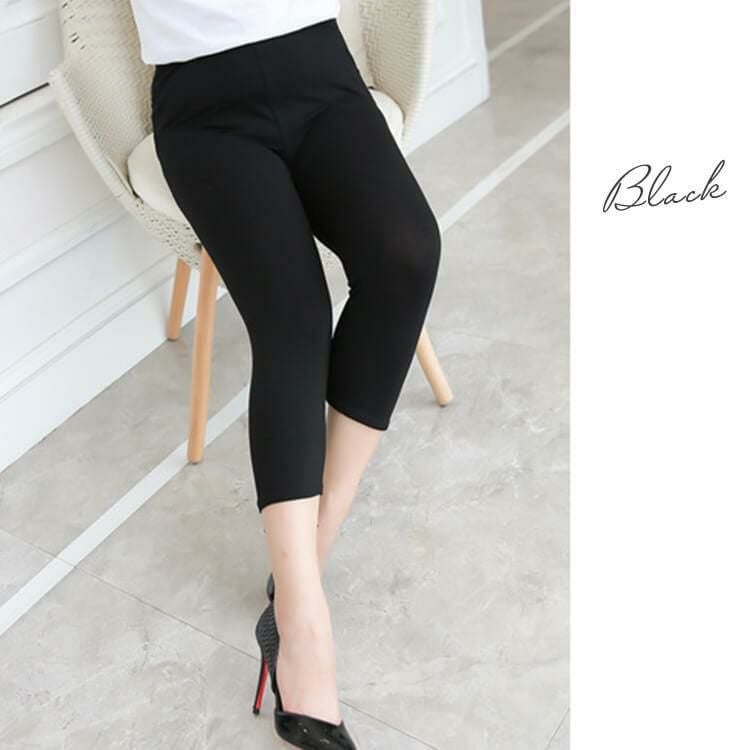 大きいサイズ レディース ゆったりフィット7分丈レギンス　goldy-1076 【メール便可】 ブラック