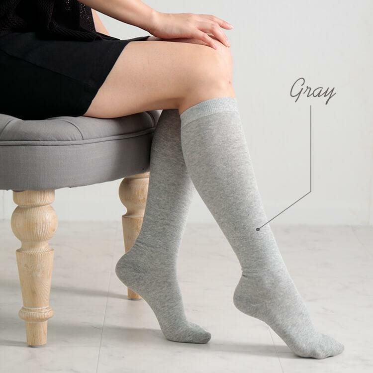 大きいサイズ レディース 着圧ハイソックス　goldy-1064 【メール便可】 グレー