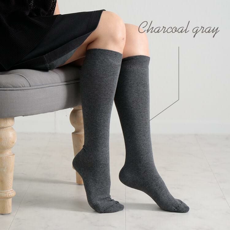 大きいサイズ レディース 着圧ハイソックス　goldy-1064 【メール便可】 チャコールグレー