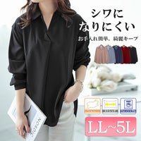 大きいサイズ レディース シワになりにくい襟付きスキッパーシャツ　cast-5526014