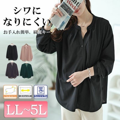 大きいサイズ レディース シワになりにくいブラウス　cast-5526013 【メール便可】