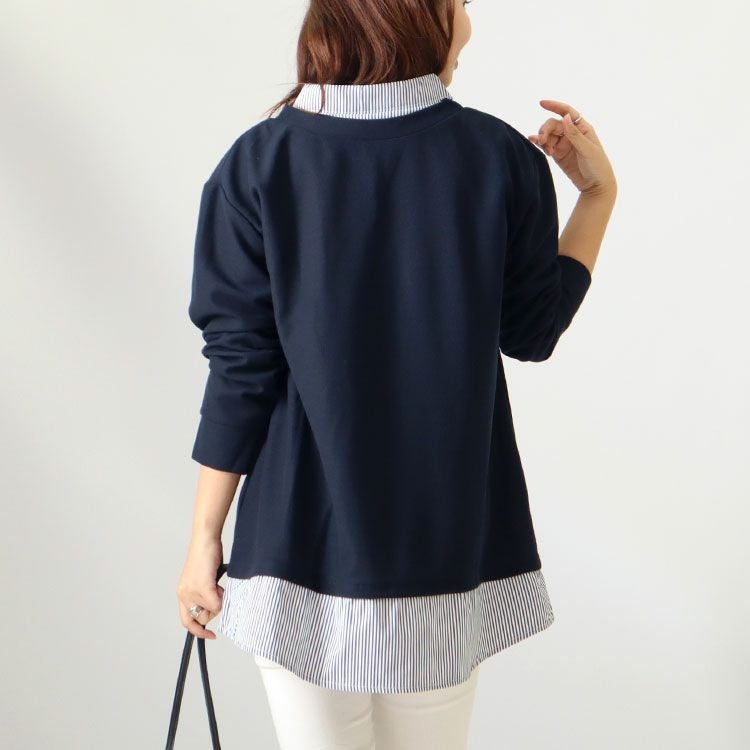 大きいサイズ レディース フェイクシャツワッフルプルオーバー　cast-5526006 【メール便可】