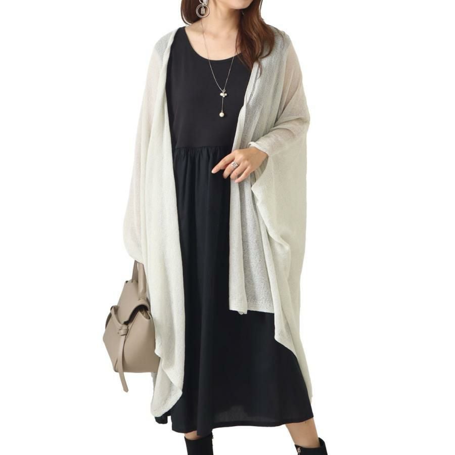 大きいサイズ レディース ストール風ロングカーディガン　jp422 ホワイト