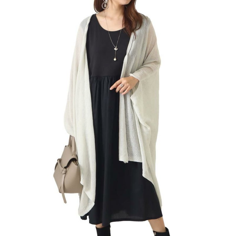 大きいサイズ レディース ストール風ロングカーディガン　jp422 ホワイト