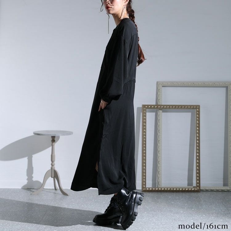 大きいサイズ レディース ドローストリングシャツワンピース　sada-6767