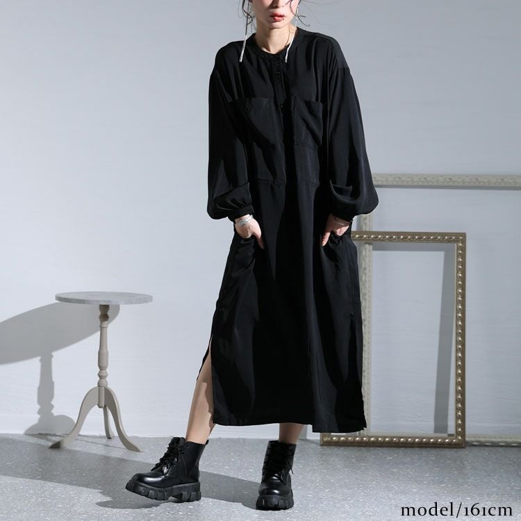 大きいサイズ レディース ドローストリングシャツワンピース　sada-6767