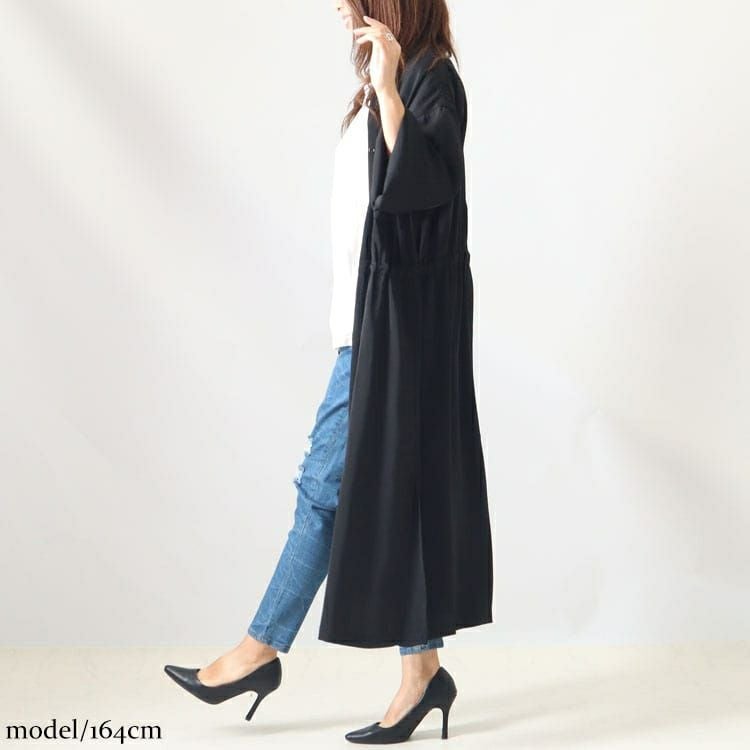 大きいサイズ レディース ドローストリングシャツワンピース　sada-6767