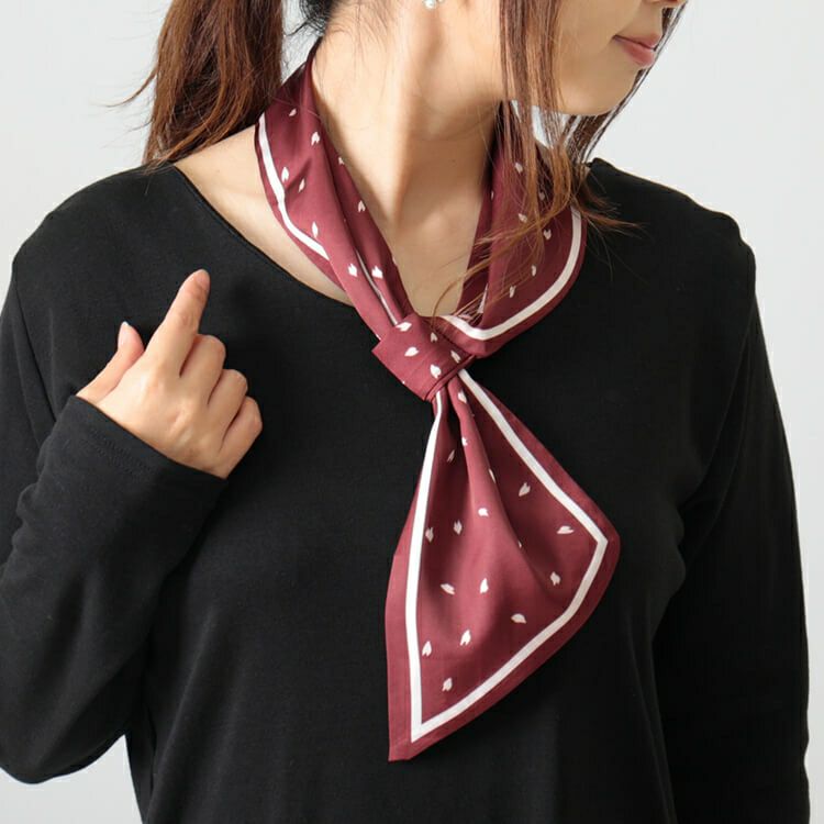 大きいサイズ レディース 通し穴付きシルク調スカーフ　goldy-1091 【メール便可】