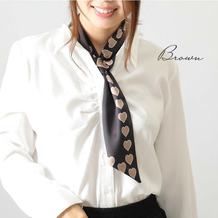 大きいサイズ レディース 通し穴付きシルク調スカーフ　goldy-1091 【メール便可】 ブラウン