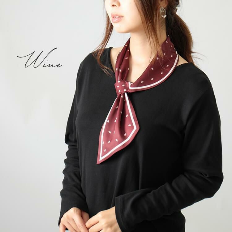 大きいサイズ レディース 通し穴付きシルク調スカーフ　goldy-1091 【メール便可】 ワイン