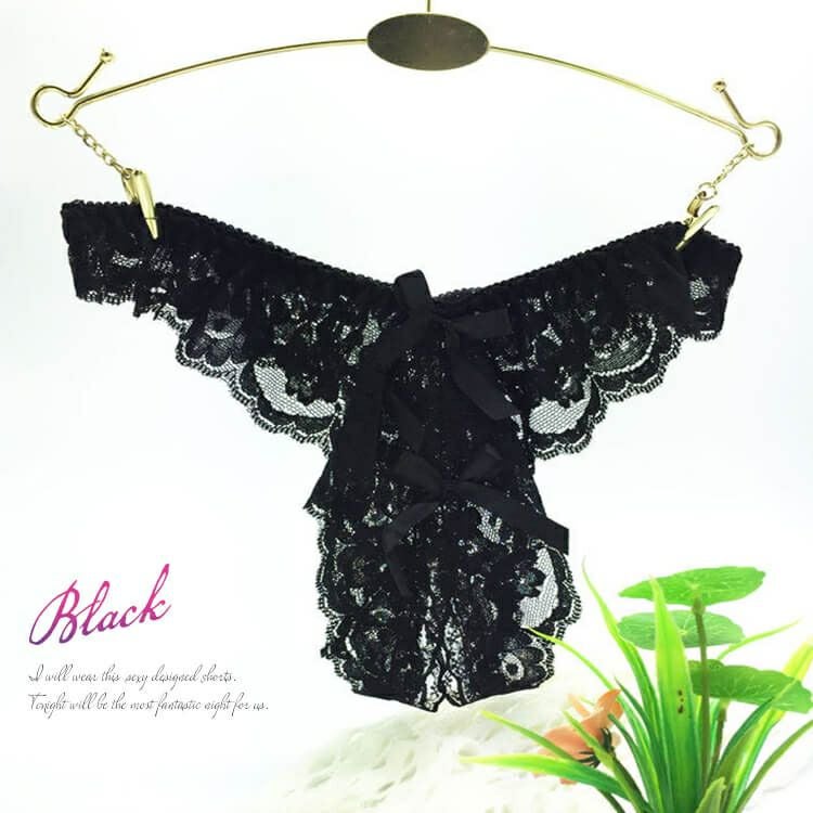 大きいサイズ レディース 股割れTバッグレースパンティ　goldy-1082 【メール便可】