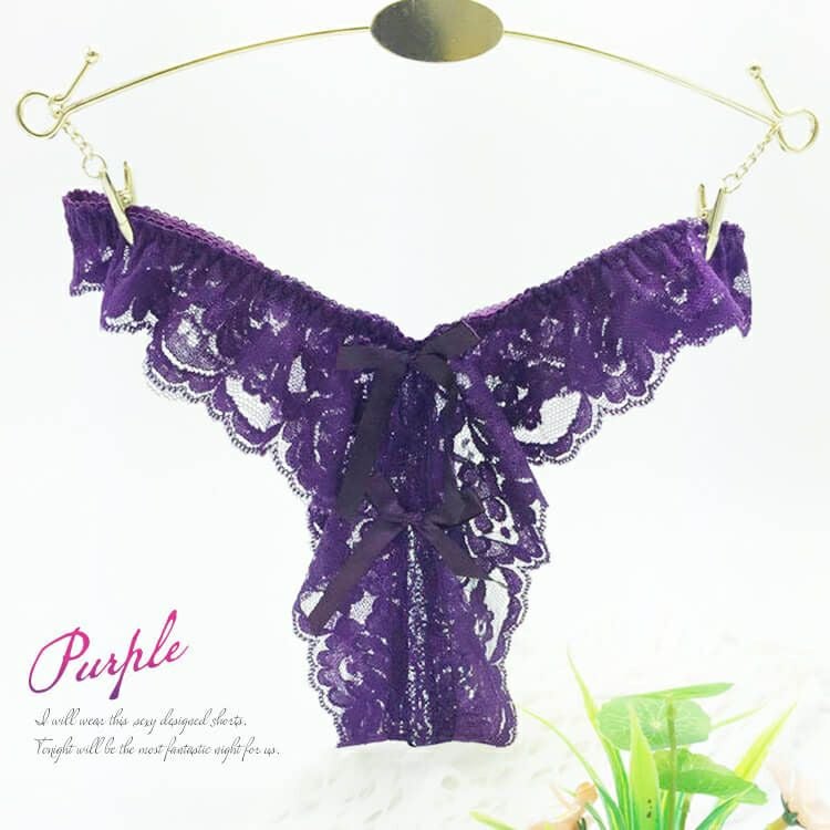 大きいサイズ レディース 股割れTバッグレースパンティ　goldy-1082 【メール便可】