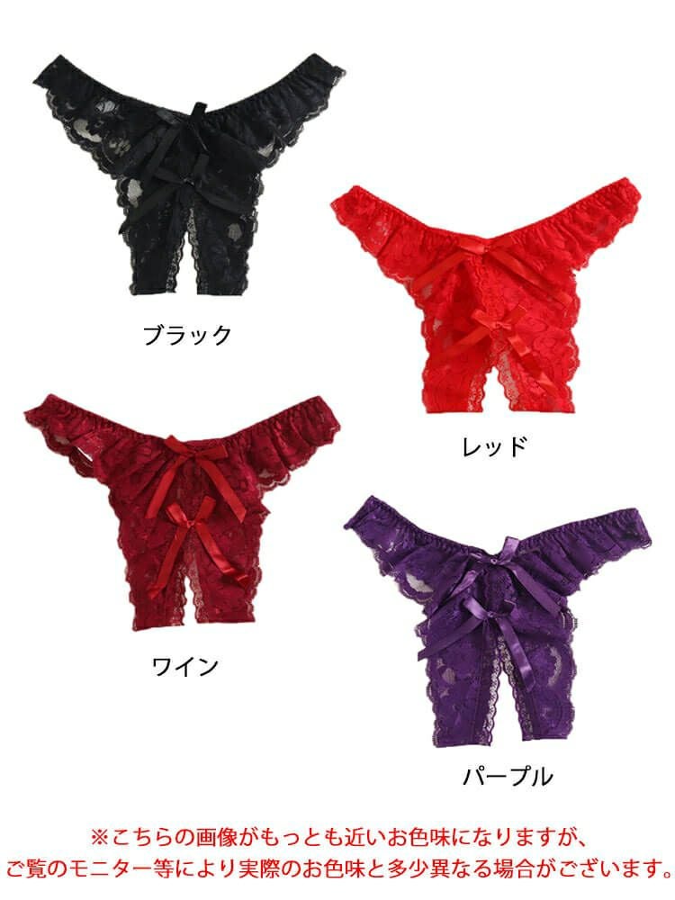 大きいサイズ レディース 股割れTバッグレースパンティ　goldy-1082 【メール便可】