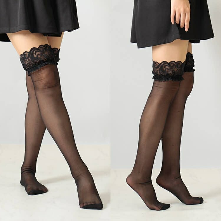 大きいサイズ レディース レースニーハイストッキング　goldy-1080 【メール便可】